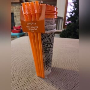 New Holiday Home Color Changing Tumblers - Webs 4 count /24 oz Halloween  spider